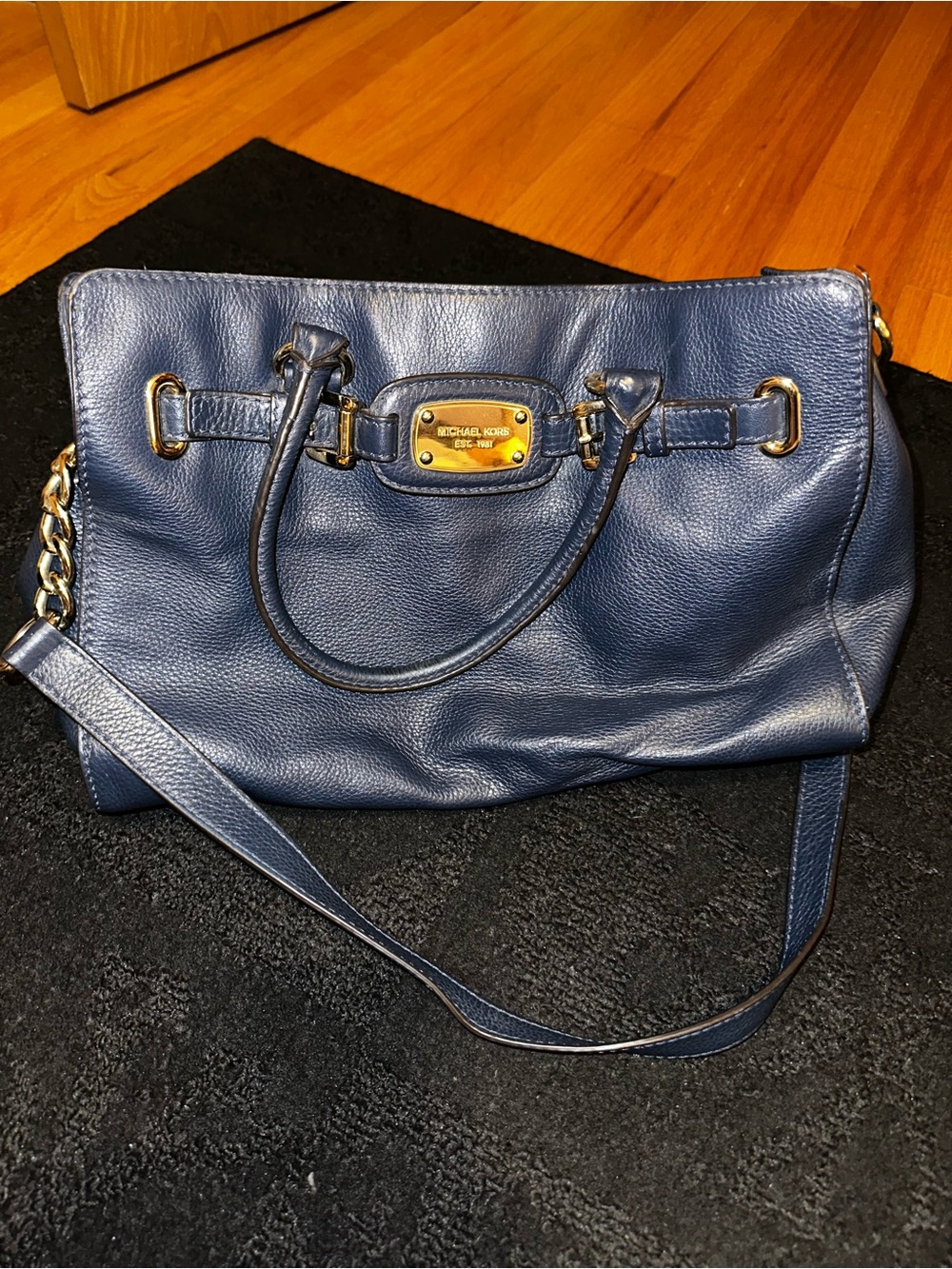 Michael Kors Hamilton Blue Leather satchel